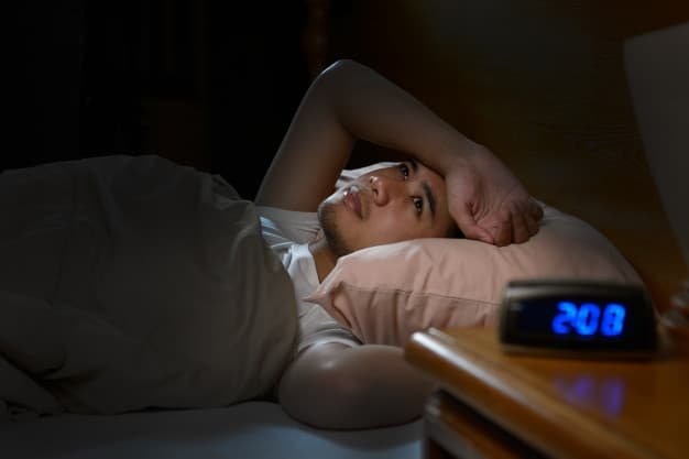 Depressed Man Suffering from Insomnia